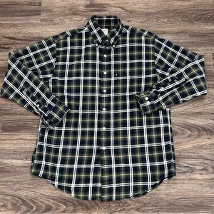 Brooks‎ Brothers Cotton Classic Navy and Green Plaid Long Sleeve Button Up Shirt